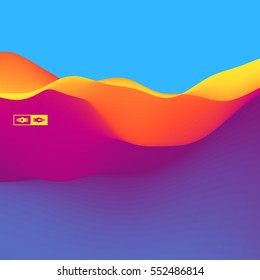 3D Wavy Background. Dynamic Effect. Abstract Vector Illustration. Design Template. Modern Pattern.