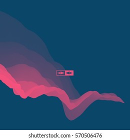 3D Wavy Background. Dynamic Effect. Abstract Vector Illustration. Design Template. Modern Pattern.