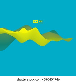3D Wavy Background. Dynamic Effect. Abstract Vector Illustration. Design Template. Modern Pattern. 