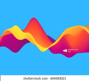 3D Wavy Background. Dynamic Effect. Futuristic Technology Style. Design Template. Modern Pattern. Abstract Vector Illustration for Flyer, Brochure, Booklet and Websites Design. 
