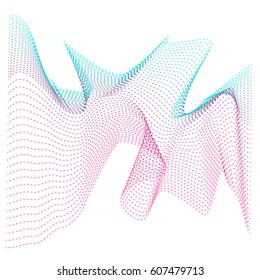 3D Wavy Background. Dynamic Effect. Abstract Vector Illustration. Design Template. Modern Pattern.