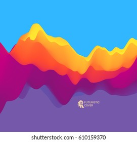 3D Wavy Background. Dynamic Effect. Abstract Vector Illustration. 