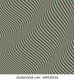 3D wavy background. Dynamic effect. Pattern with optical illusion. Vector illustration.