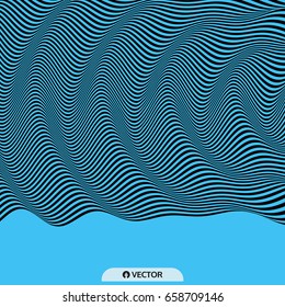 3D wavy background. Dynamic effect. Pattern with optical illusion. Vector illustration.