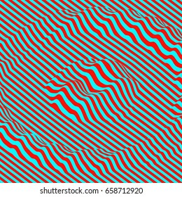 3D wavy background. Dynamic effect. Pattern with optical illusion. Vector illustration.