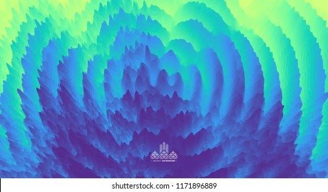 3D wavy background with ripple effect. Abstract vector illustration. Design template. Modern pattern.
