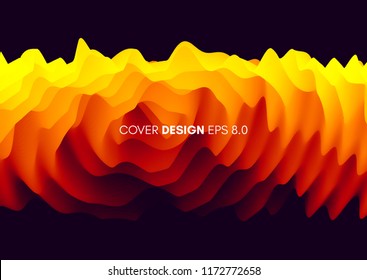 3D wavy background with ripple effect. Abstract vector illustration. Design template. Modern pattern.