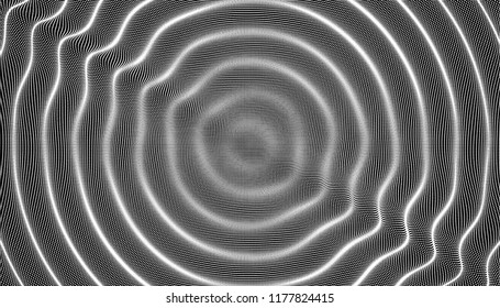 3D wavy background with ripple effect. Vector illustration with particle. 3D grid surface. 