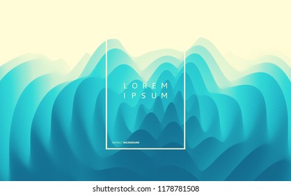 3D wavy background with ripple effect. Abstract vector illustration. Design template. Modern pattern.