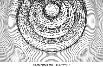 3D Wavy Hintergrund mit Rippeleffekt. Vektorgrafik mit Teilchen. 3D-Rasteroberfläche. 