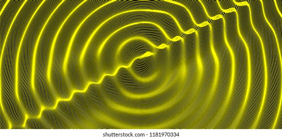 3D wavy background with ripple effect. Vector illustration with particle. 3D grid surface. 