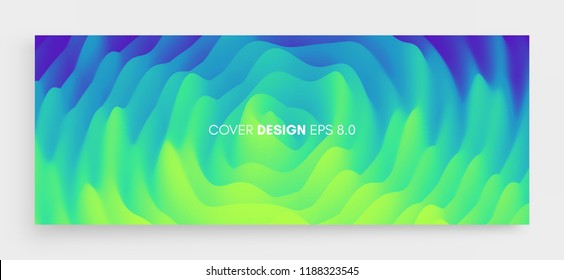 3D wavy background with ripple effect. Abstract vector illustration. Design template. Modern pattern.