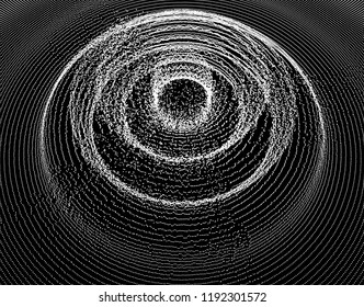3D wavy background with ripple effect. Vector illustration with particle. 3D grid surface. 