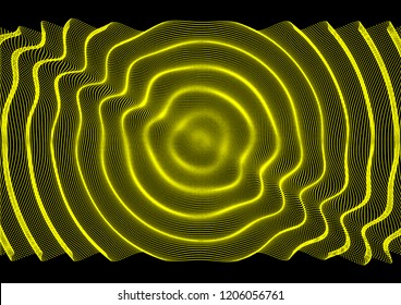 Fondo ondulado 3D con efecto de onda. Ilustración vectorial con partícula. Superficie de cuadrícula 3D. 
