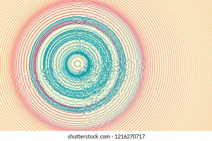 3D wavy background with ripple effect. Vector illustration with particle. 3D grid surface. 