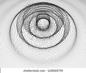 3D wavy background with ripple effect. Vector illustration with particle. 3D grid surface. 