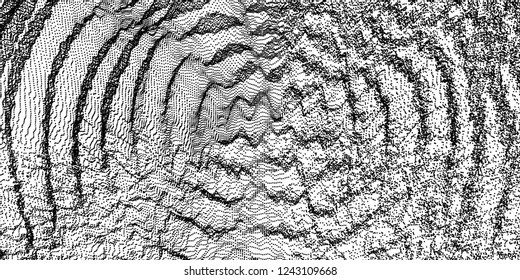 3D wavy background with ripple effect. Vector illustration with particle. 3D grid surface. 