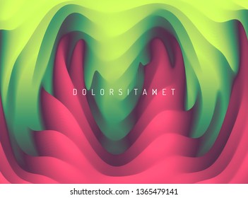 3D wavy background with ripple effect. Abstract vector illustration. Design template. Modern pattern.