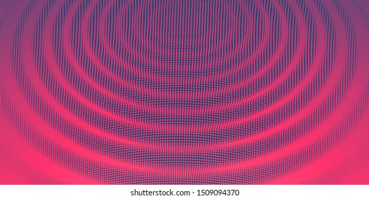 3D wavy background with ripple effect. Vector illustration with particle. 3D grid surface. 