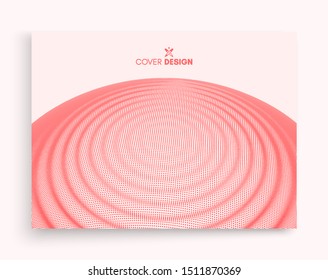 3D wavy background with ripple effect. Vector illustration with particle. 3D grid surface. 