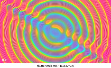 3D wavy background with ripple effect. Vector illustration with particle. 3D grid surface. 