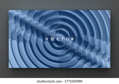 3D wavy background with ripple effect. Vector illustration with particle. 