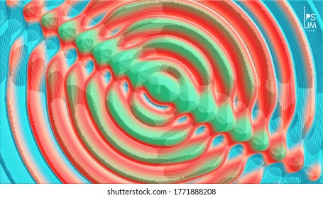 3D wavy background with ripple effect. Vector illustration with particle. 