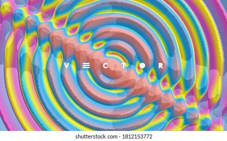 3D wavy background with ripple effect. Vector illustration with particle.