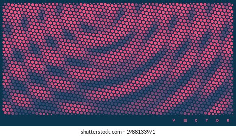 3D wavy background with ripple effect. Vector illustration with particle. 3D grid surface. 