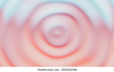 3D wavy background with ripple effect. Vector illustration with particle. 3D grid surface. 