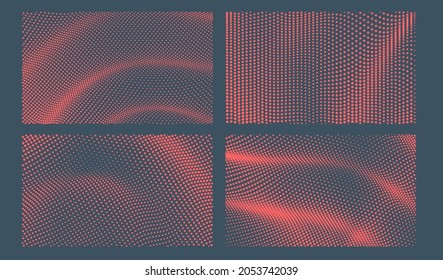 3D wavy background with ripple effect. Vector illustration with particle. 3D grid surface. 