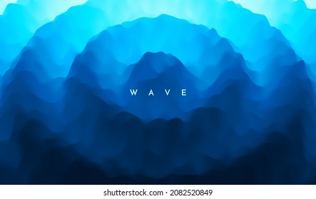 3D wavy background with ripple effect. Abstract vector illustration. Design template. Modern pattern.