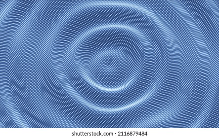 3D wavy background with ripple effect. Vector illustration with particle. 3D grid surface. 