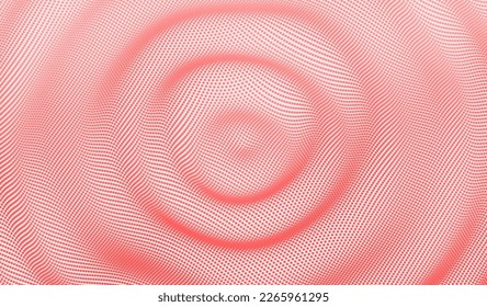 3D wavy background with ripple effect. Vector illustration with particle. 3D grid surface. 