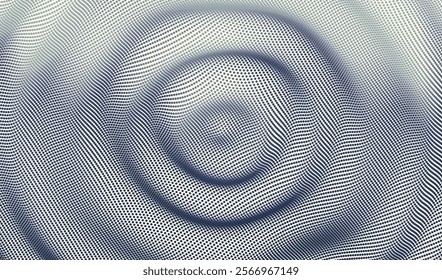 3D wavy background with ripple effect. Grid surface with particle. Vector illustration for cover, card, postcard, interior design, banner, poster, brochure or presentation.