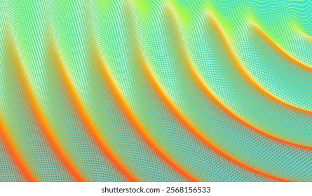 3D wavy background with ripple effect. Grid surface with particle. Vector illustration for cover, card, postcard, interior design, banner, poster, brochure or presentation.