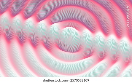 3D wavy background with ripple effect. Grid surface with particle. Vector illustration for cover, card, postcard, interior design, banner, poster, brochure or presentation.