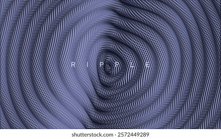 3D wavy background with ripple effect. Grid surface with particle. Vector illustration for cover, card, postcard, interior design, banner, poster, brochure or presentation.