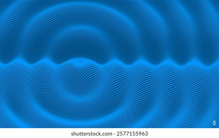 3D wavy background with ripple effect. Grid surface with particle. Vector illustration for cover, card, postcard, interior design, banner, poster, brochure or presentation.