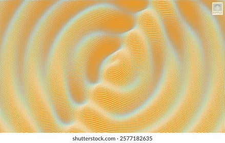 3D wavy background with ripple effect. Grid surface with particle. Vector illustration for cover, card, postcard, interior design, banner, poster, brochure or presentation.
