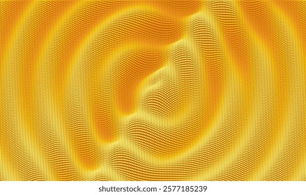 3D wavy background with ripple effect. Grid surface with particle. Vector illustration for cover, card, postcard, interior design, banner, poster, brochure or presentation.