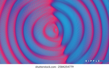3D wavy background with ripple effect. Grid surface with particle. Vector illustration for cover, card, postcard, interior design, banner, poster, brochure or presentation.