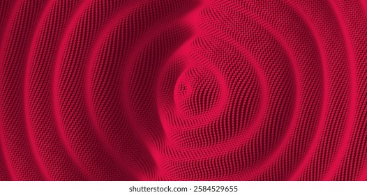 3D wavy background with ripple effect. Grid surface with particle. Vector illustration for cover, card, postcard, interior design, banner, poster, brochure or presentation.