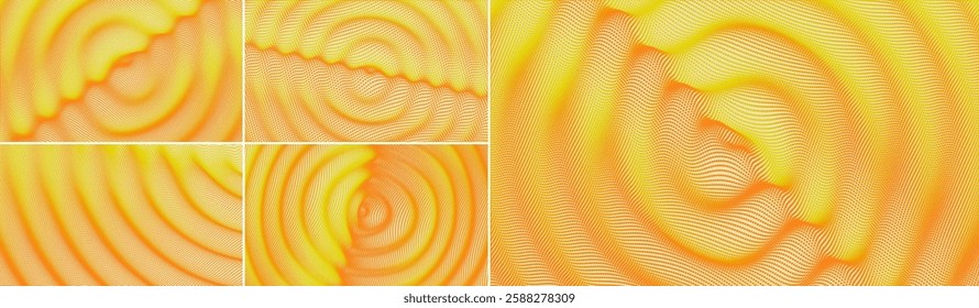 3D wavy background with ripple effect. Grid surface with particle. Vector illustration for cover, card, postcard, interior design, banner, poster, brochure or presentation.