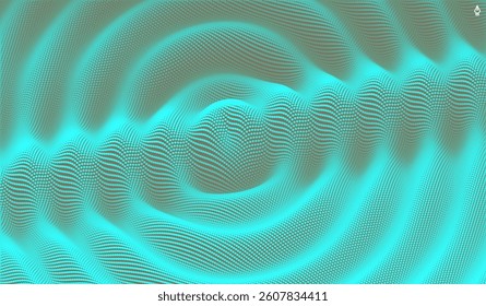 3D wavy background with ripple effect. Grid surface with particle. Vector illustration for cover, card, postcard, interior design, banner, poster, brochure or presentation.