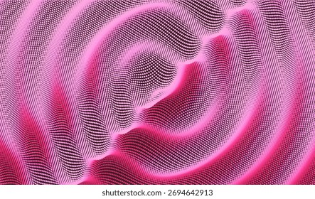 Fondo ondulado 3D. Efecto ondulación. Superficie de la rejilla. Ilustración vectorial para portada, tarjeta, postal, Anuncio, póster, folleto o presentación.