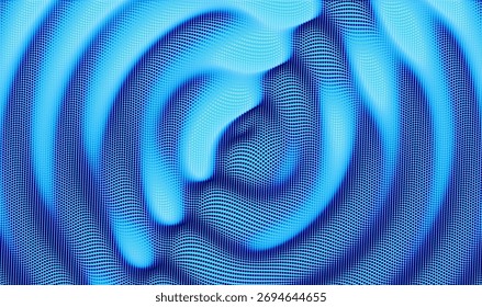 3D wavy background. Ripple effect. Grid surface. Vector illustration for cover, card, postcard, banner, poster, brochure or presentation.
