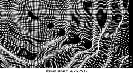 3D wavy background. Ripple effect. Spider web torn. Hole texture. Grid. Vector for brochure, poster, cover, card, presentation, flyer or banner.