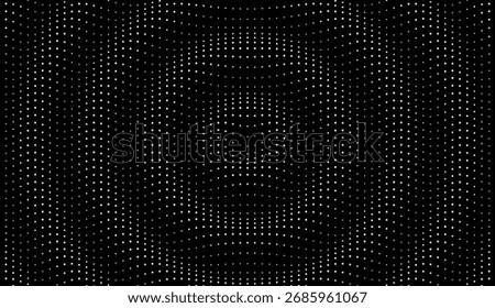 3D wavy black background with ripple effect. Grid surface with particle. Vector illustration for cover, card, postcard, interior design, banner, poster, brochure or presentation.