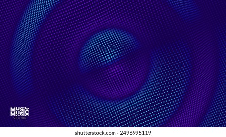 3D Wavy Digital Particles Ripple Sound Wave Background. Digital Ripple Effect. Particles Vector Illustration. 3D Grid Surface.